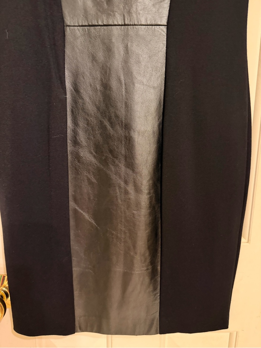 Cynthia Steffe Black Leather Panel w/ Heavy Knit Sheath Dress, Lined, Sz 6 - Picture 5 of 13